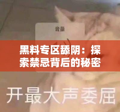 黑料专区舔阴：探索禁忌背后的秘密