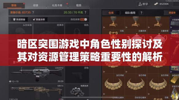 暗区突围游戏中角色性别探讨及其对资源管理策略重要性的解析