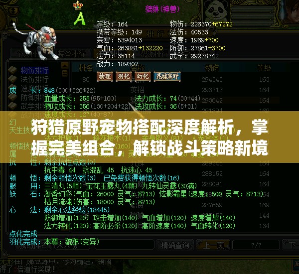 狩猎原野宠物搭配深度解析，掌握完美组合，解锁战斗策略新境界