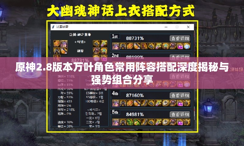 原神2.8版本万叶角色常用阵容搭配深度揭秘与强势组合分享