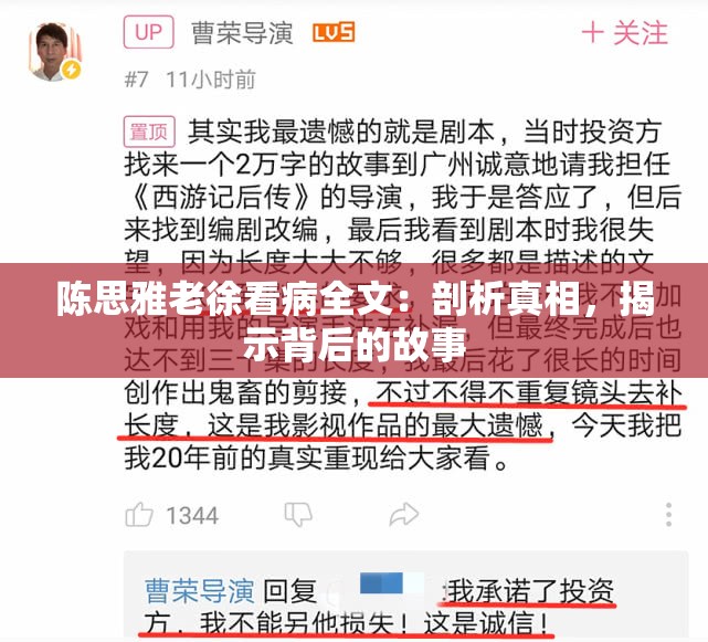 陈思雅老徐看病全文：剖析真相，揭示背后的故事