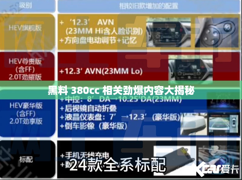 黑料 380cc 相关劲爆内容大揭秘