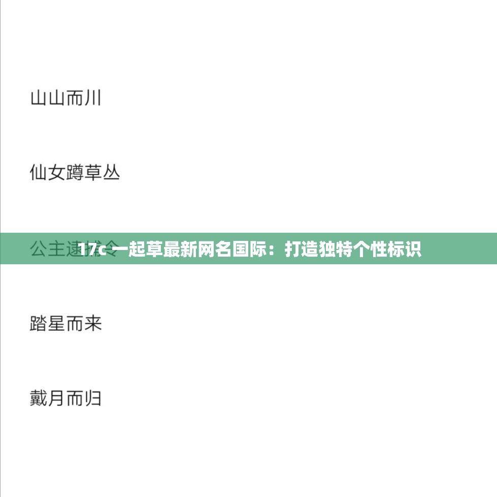 17c 一起草最新网名国际：打造独特个性标识