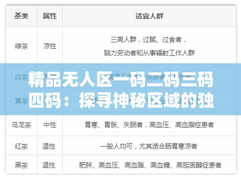精品无人区一码二码三码四码：探寻神秘区域的独特密码序列