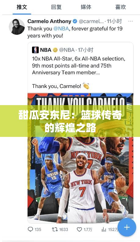 甜瓜安东尼：篮球传奇的辉煌之路
