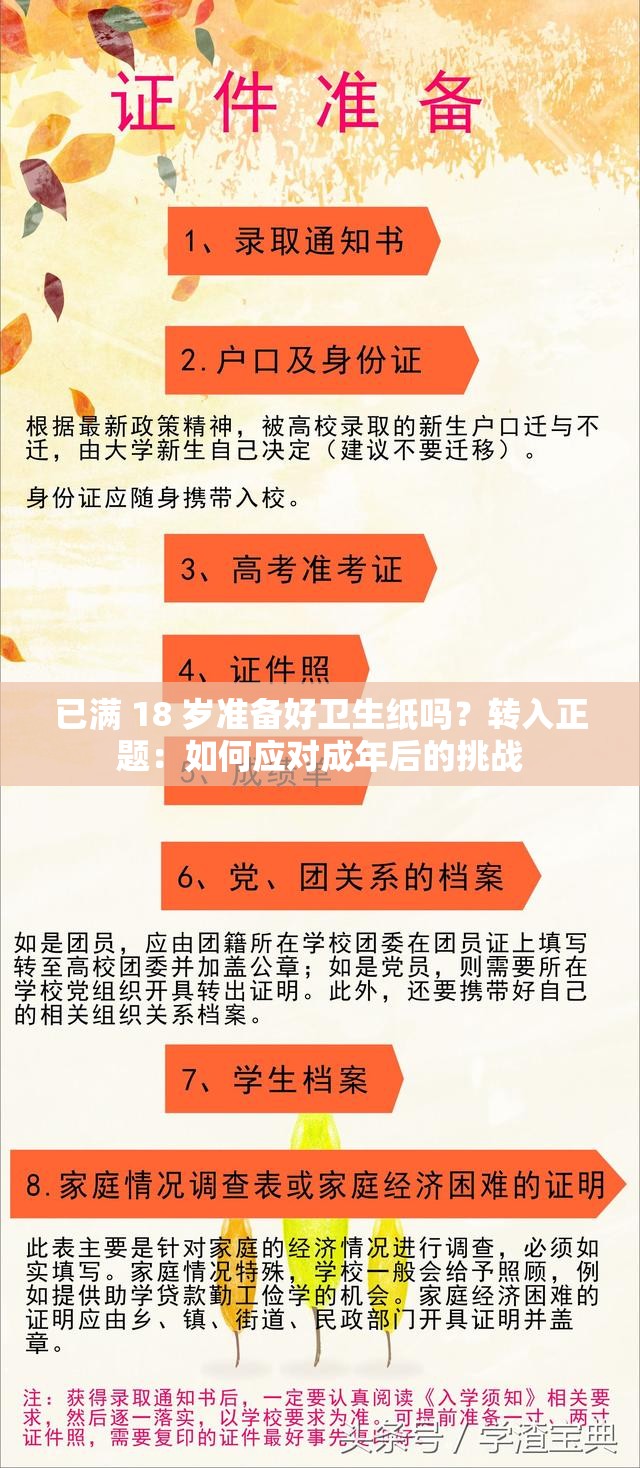 已满 18 岁准备好卫生纸吗？转入正题：如何应对成年后的挑战
