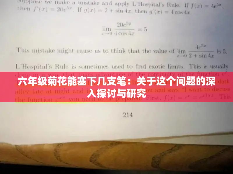 六年级菊花能塞下几支笔：关于这个问题的深入探讨与研究
