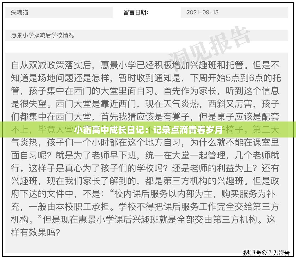 小霜高中成长日记：记录点滴青春岁月
