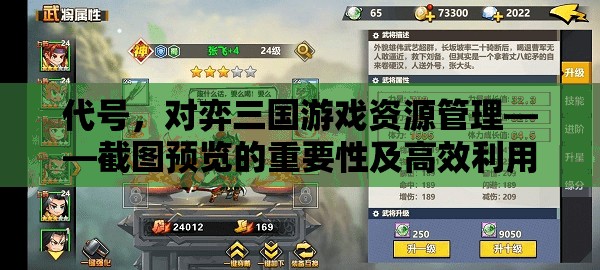 代号，对弈三国游戏资源管理——截图预览的重要性及高效利用策略解析