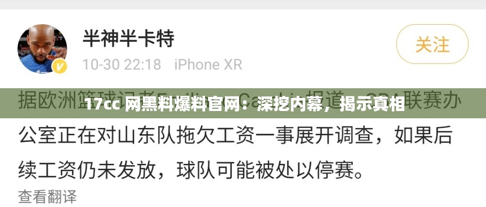 17cc 网黑料爆料官网：深挖内幕，揭示真相
