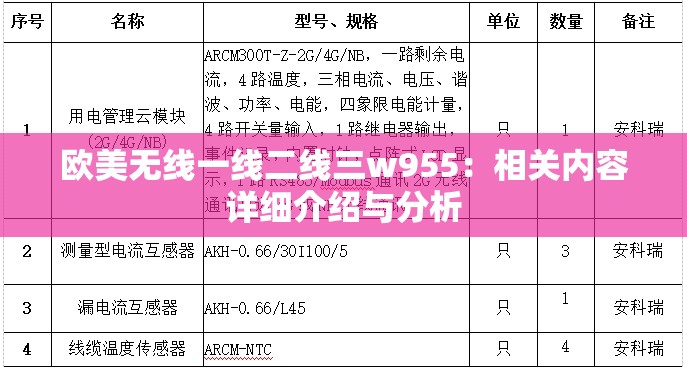欧美无线一线二线三w955：相关内容详细介绍与分析