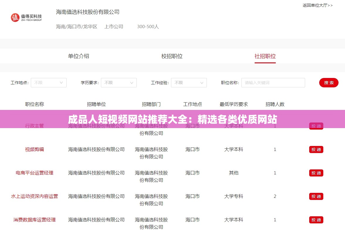 成品人短视频网站推荐大全：精选各类优质网站