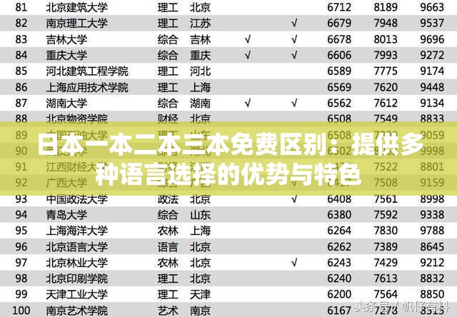 日本一本二本三本免费区别：提供多种语言选择的优势与特色