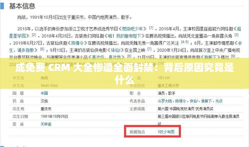 成免费 CRM 大全惨遭全面封禁：背后原因究竟是什么