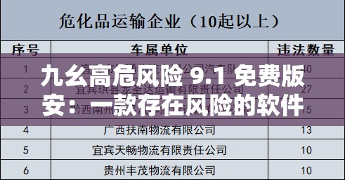 九幺高危风险 9.1 免费版安：一款存在风险的软件需谨慎使用