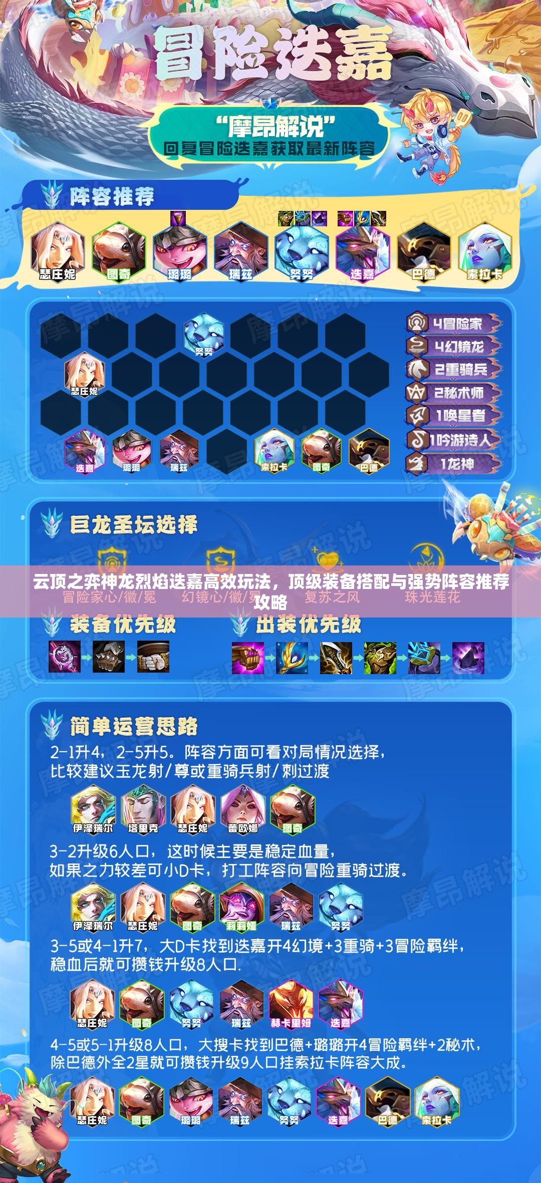 云顶之弈神龙烈焰迭嘉高效玩法，顶级装备搭配与强势阵容推荐攻略