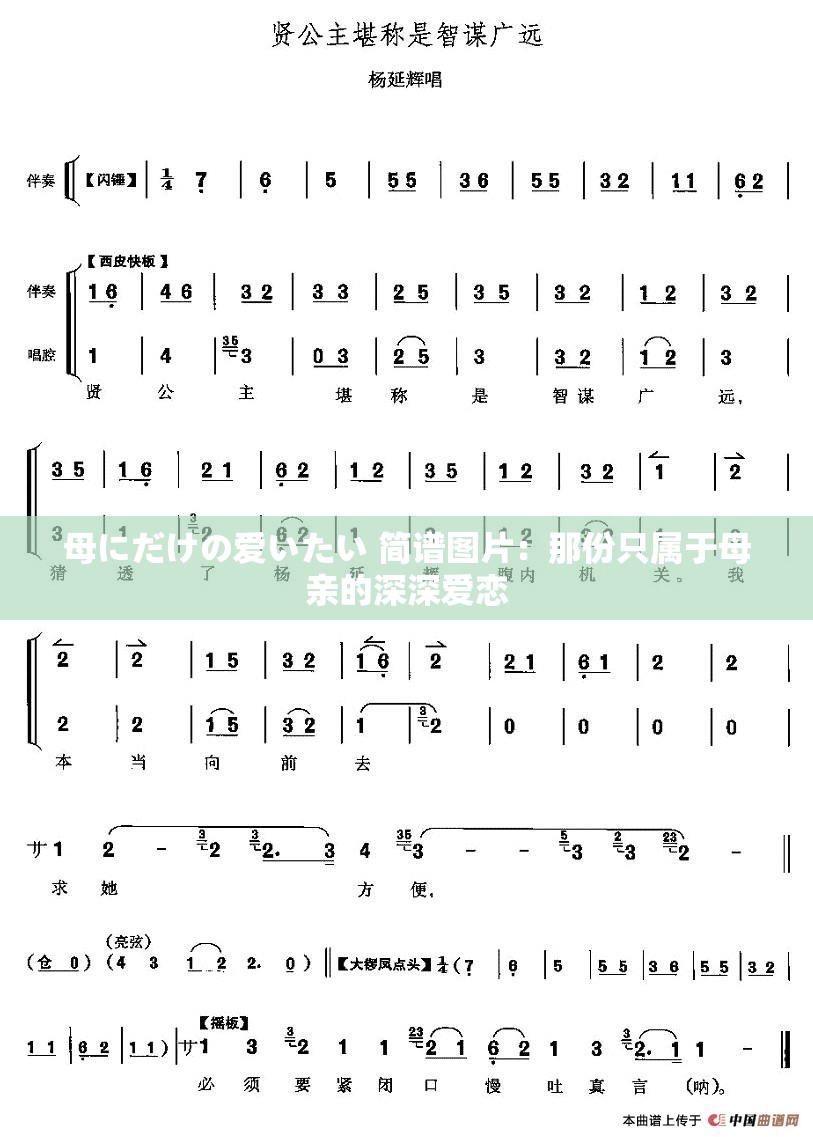 母にだけの爱いたい 简谱图片：那份只属于母亲的深深爱恋