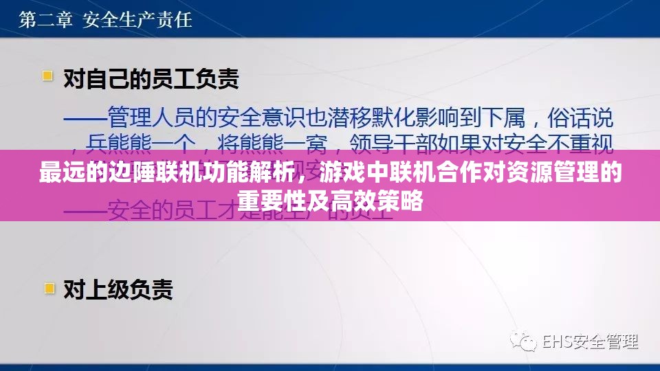 最远的边陲联机功能解析，游戏中联机合作对资源管理的重要性及高效策略