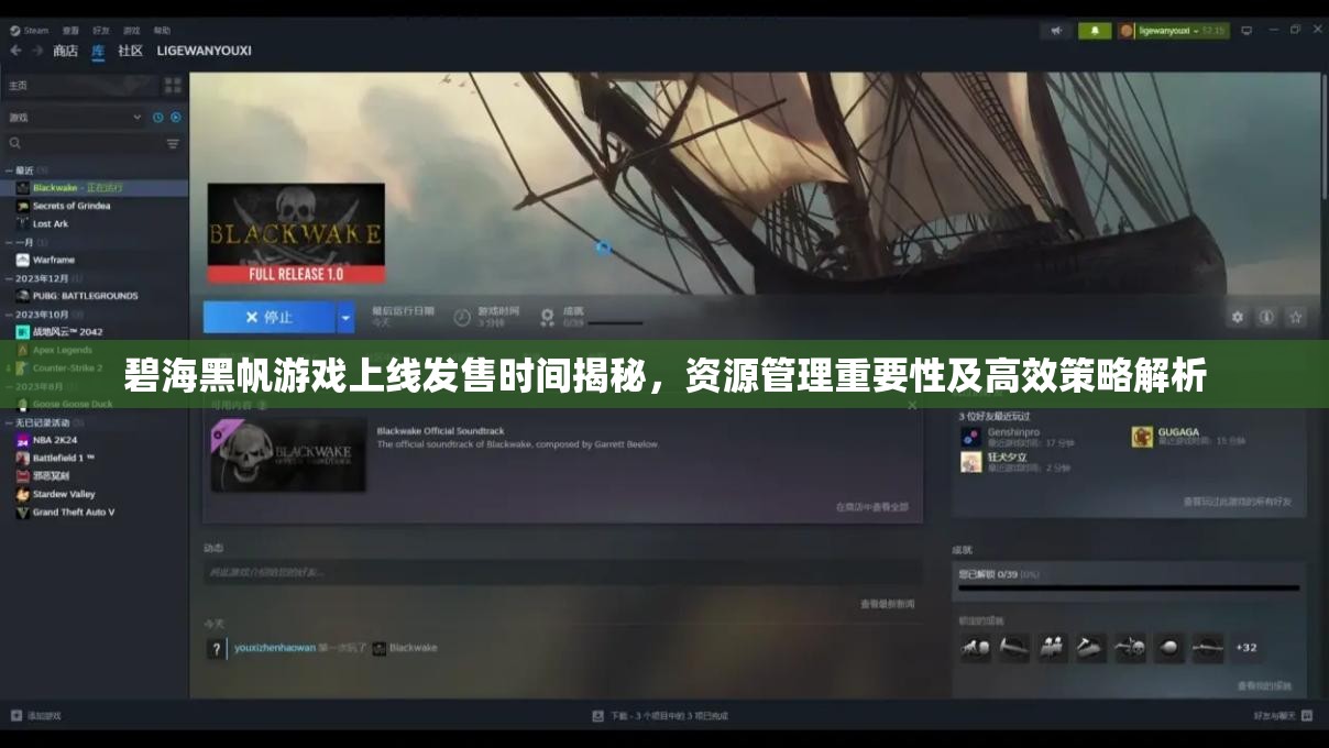 碧海黑帆游戏上线发售时间揭秘，资源管理重要性及高效策略解析