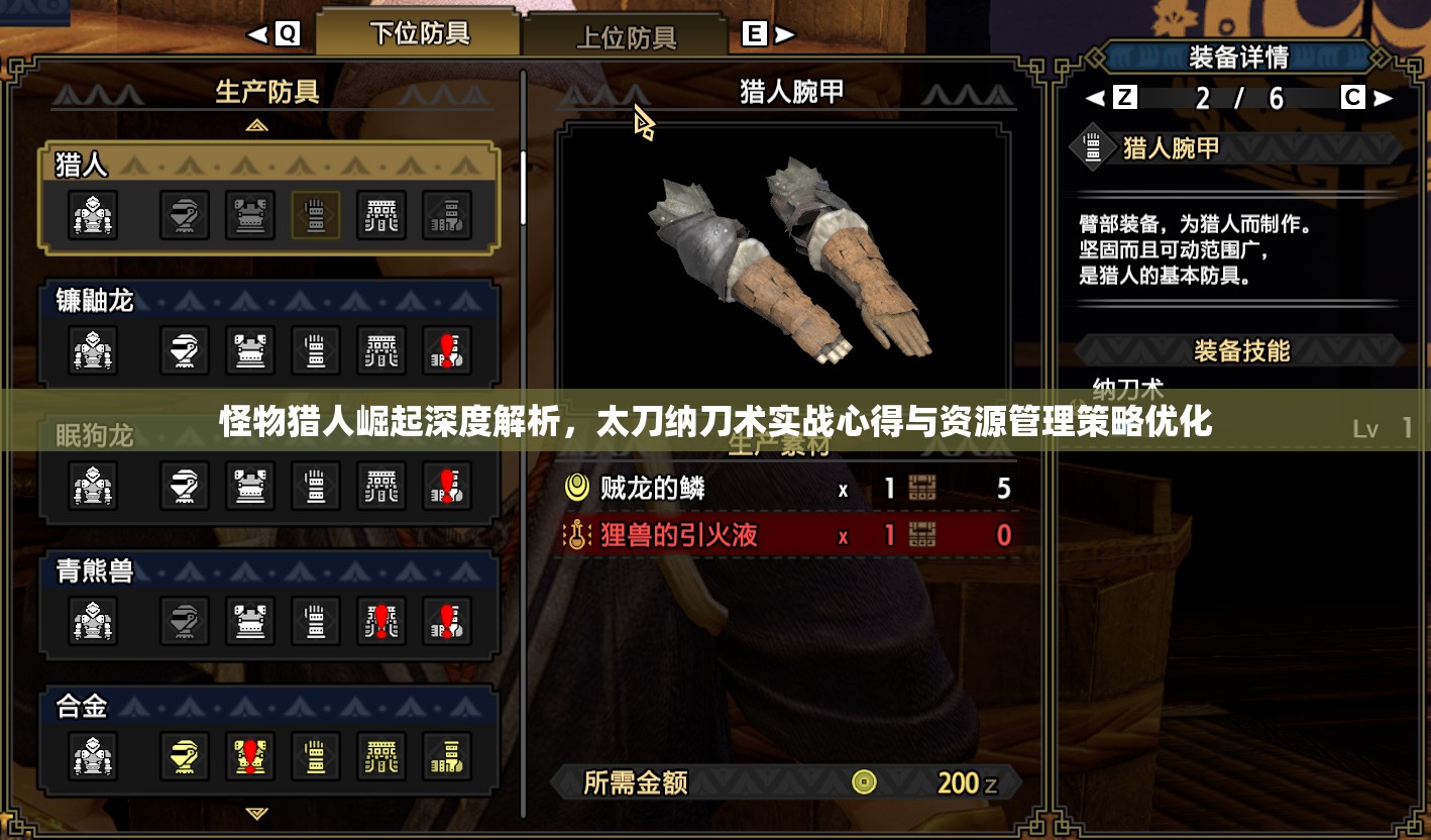 怪物猎人崛起深度解析，太刀纳刀术实战心得与资源管理策略优化