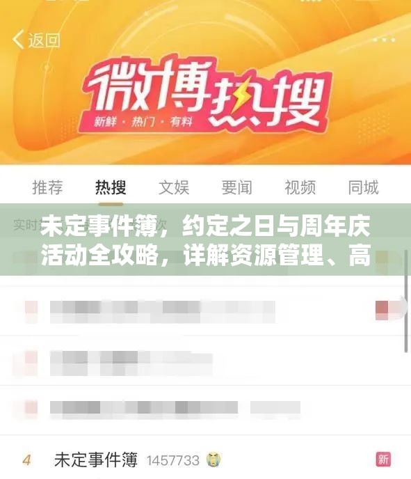 未定事件簿，约定之日与周年庆活动全攻略，详解资源管理、高效利用策略以避免浪费
