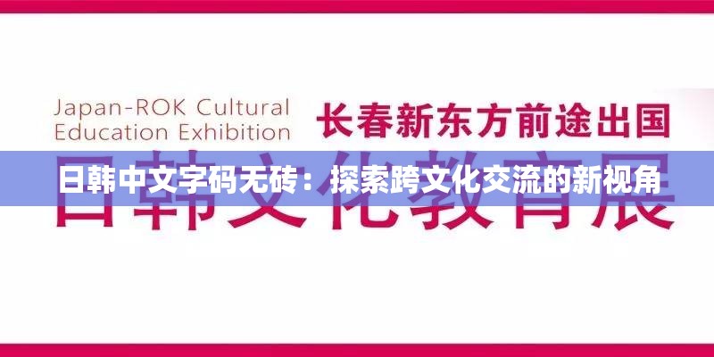 日韩中文字码无砖：探索跨文化交流的新视角