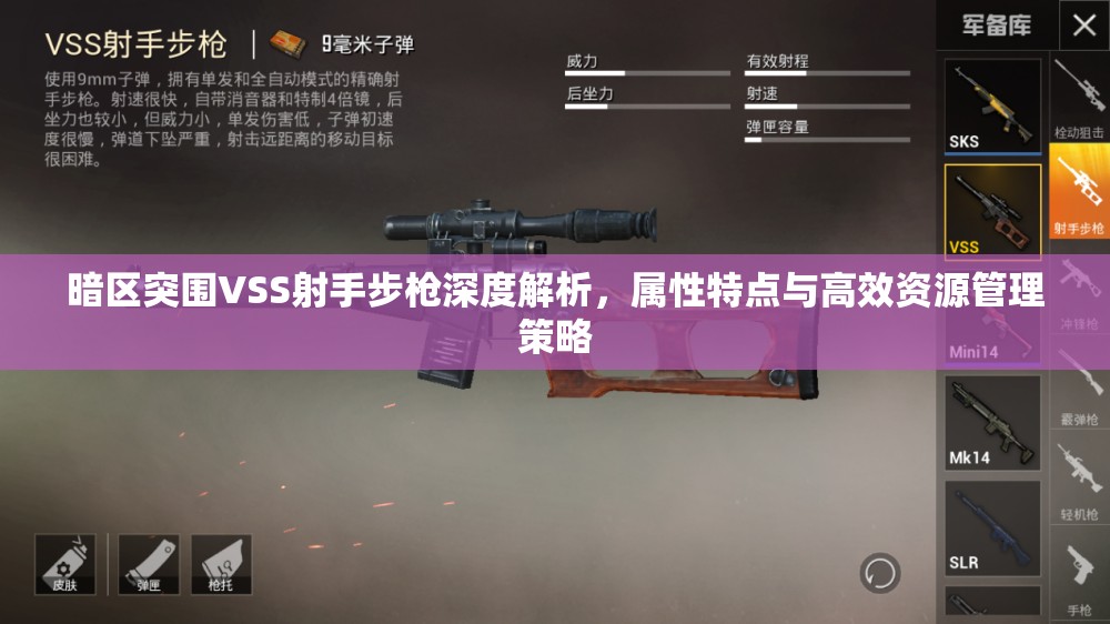 暗区突围VSS射手步枪深度解析，属性特点与高效资源管理策略