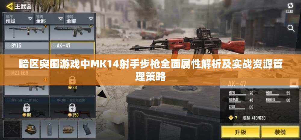 暗区突围游戏中MK14射手步枪全面属性解析及实战资源管理策略