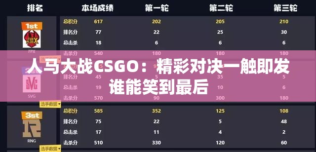 人马大战CSGO：精彩对决一触即发谁能笑到最后