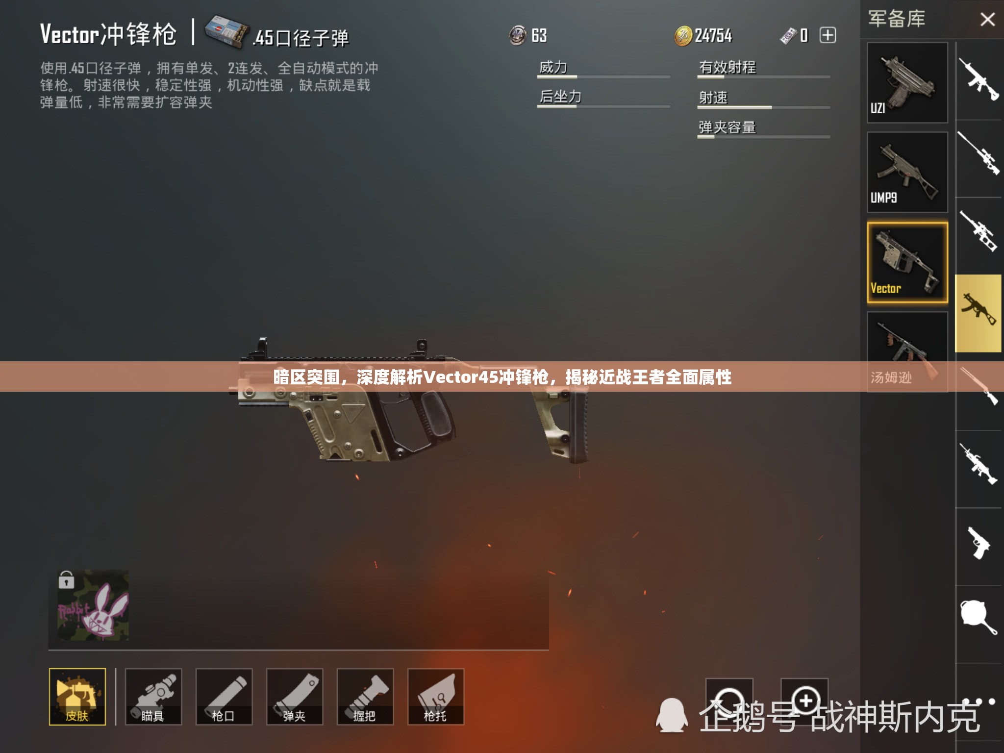 暗区突围，深度解析Vector45冲锋枪，揭秘近战王者全面属性
