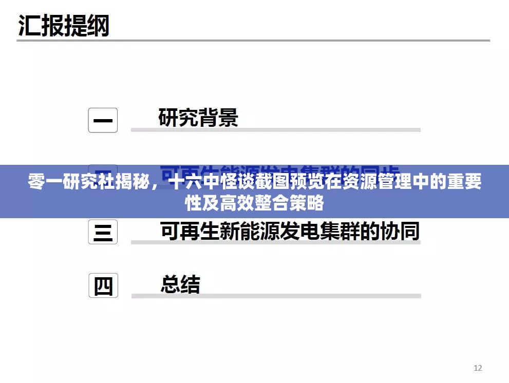 零一研究社揭秘，十六中怪谈截图预览在资源管理中的重要性及高效整合策略