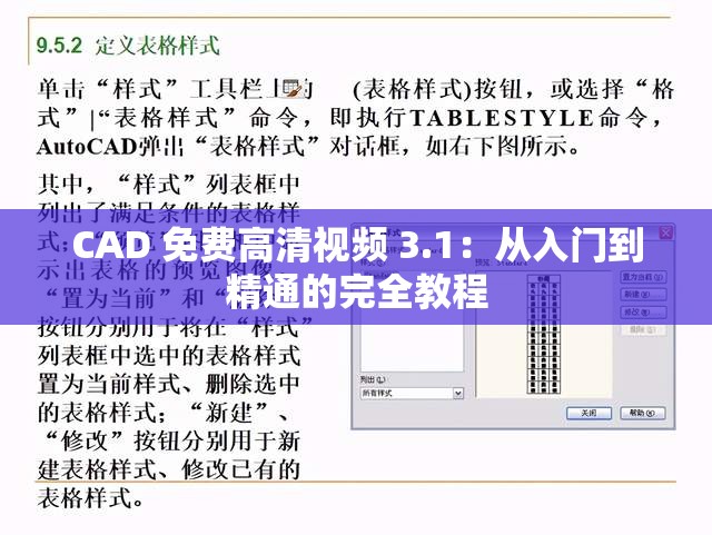 CAD 免费高清视频 3.1：从入门到精通的完全教程
