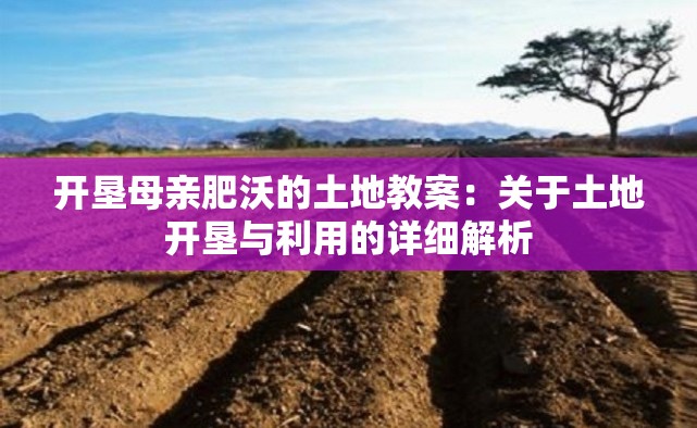 开垦母亲肥沃的土地教案：关于土地开垦与利用的详细解析