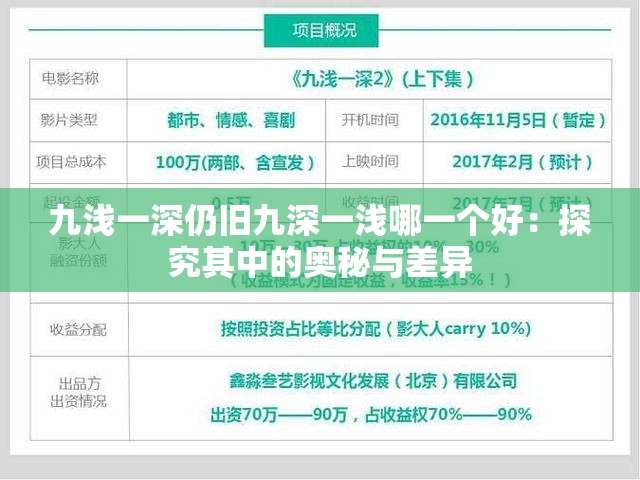 九浅一深仍旧九深一浅哪一个好：探究其中的奥秘与差异