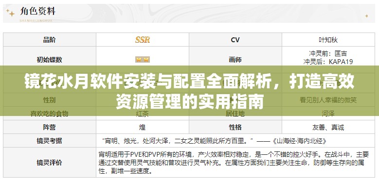 镜花水月软件安装与配置全面解析，打造高效资源管理的实用指南