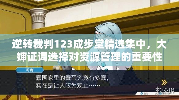逆转裁判123成步堂精选集中，大婶证词选择对资源管理的重要性及过关策略解析