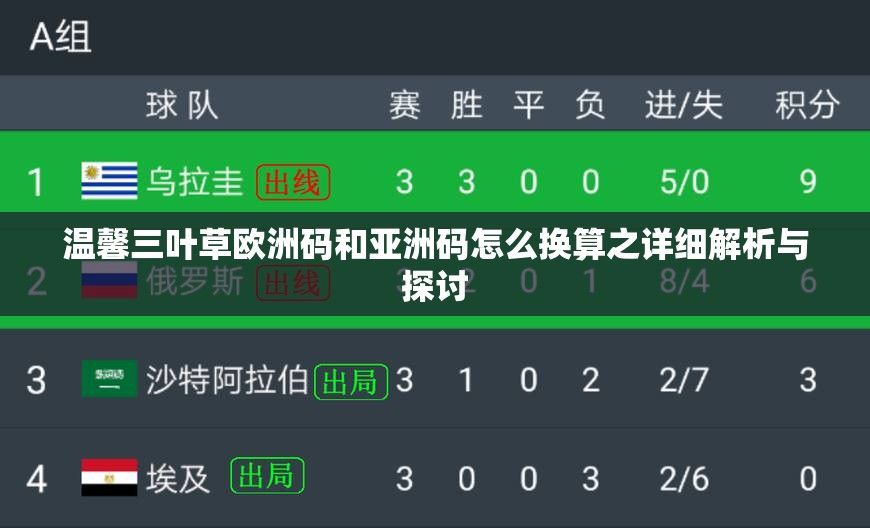 温馨三叶草欧洲码和亚洲码怎么换算之详细解析与探讨