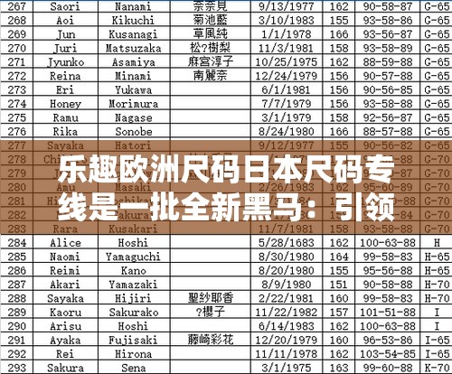 乐趣欧洲尺码日本尺码专线是一批全新黑马：引领时尚新潮流