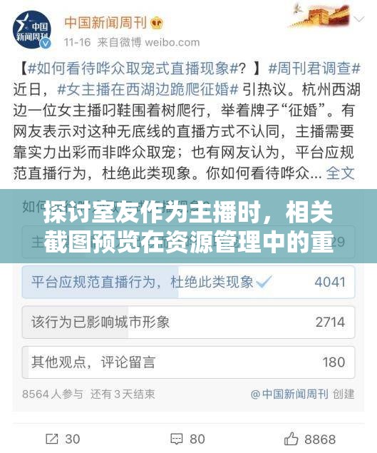 探讨室友作为主播时，相关截图预览在资源管理中的重要性及高效整合策略