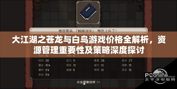 大江湖之苍龙与白鸟游戏价格全解析，资源管理重要性及策略深度探讨