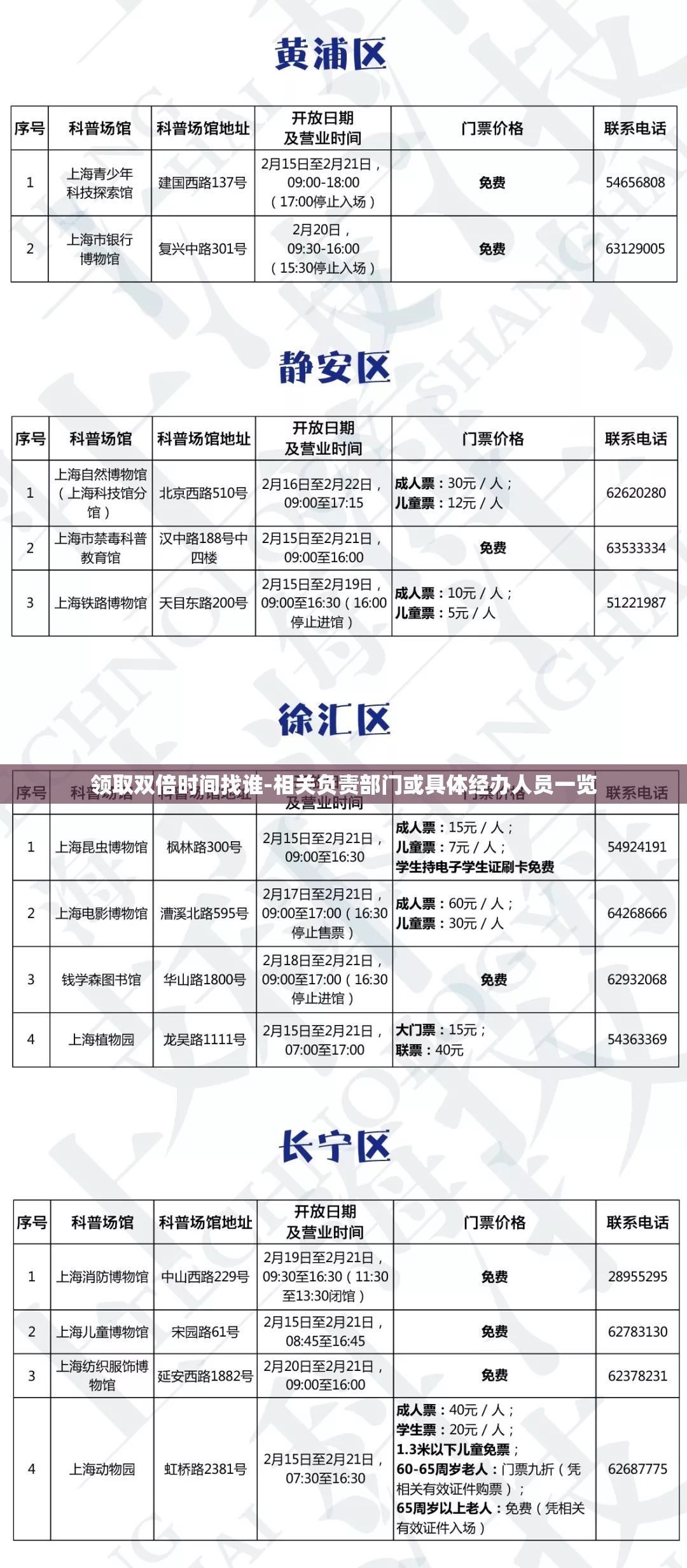 领取双倍时间找谁-相关负责部门或具体经办人员一览