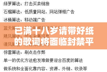 已满十八岁请带好纸的歌词将面临封禁平台回应及后续影响