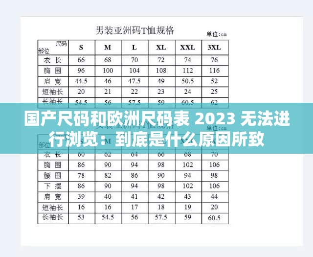 国产尺码和欧洲尺码表 2023 无法进行浏览：到底是什么原因所致