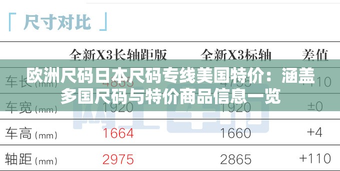 欧洲尺码日本尺码专线美国特价：涵盖多国尺码与特价商品信息一览