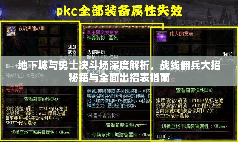 地下城与勇士决斗场深度解析，战线佣兵大招秘籍与全面出招表指南