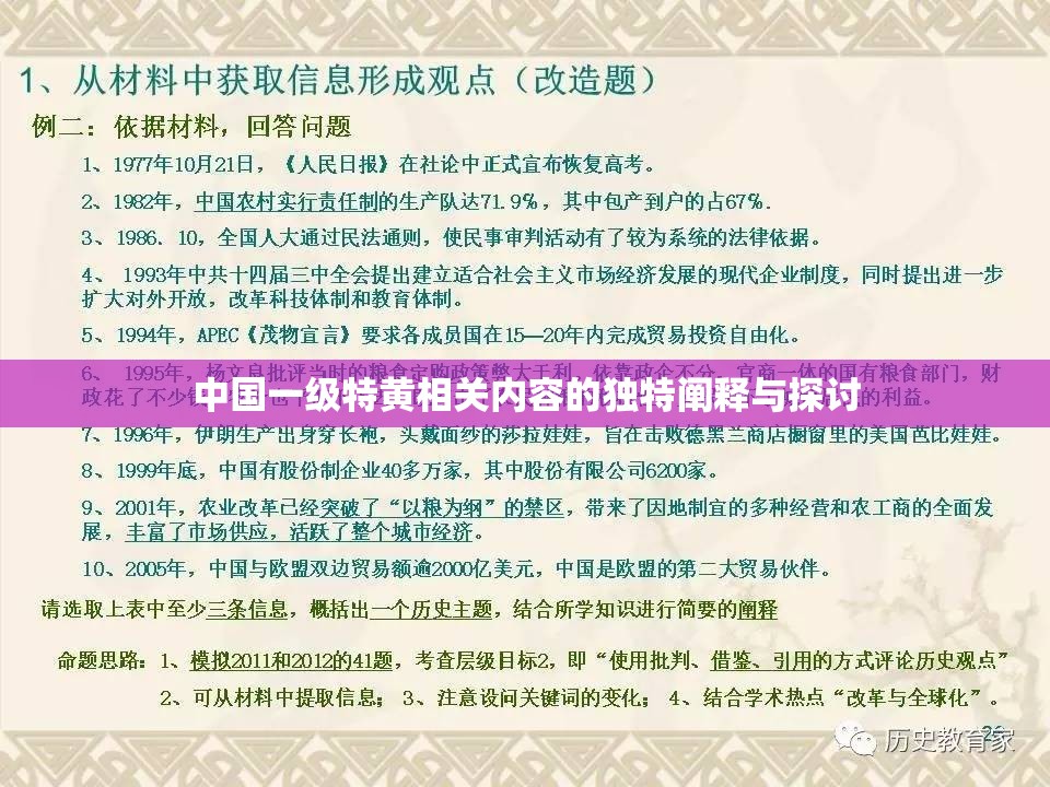 中国一级特黄相关内容的独特阐释与探讨