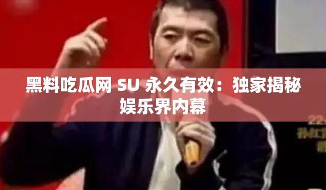 黑料吃瓜网 SU 永久有效：独家揭秘娱乐界内幕