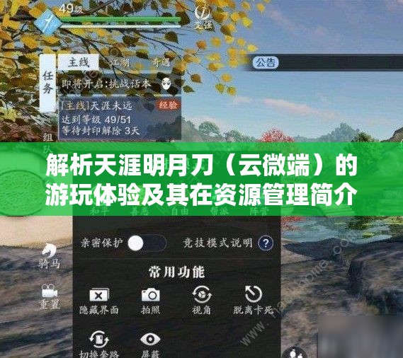 解析天涯明月刀（云微端）的游玩体验及其在资源管理简介中的重要性探讨