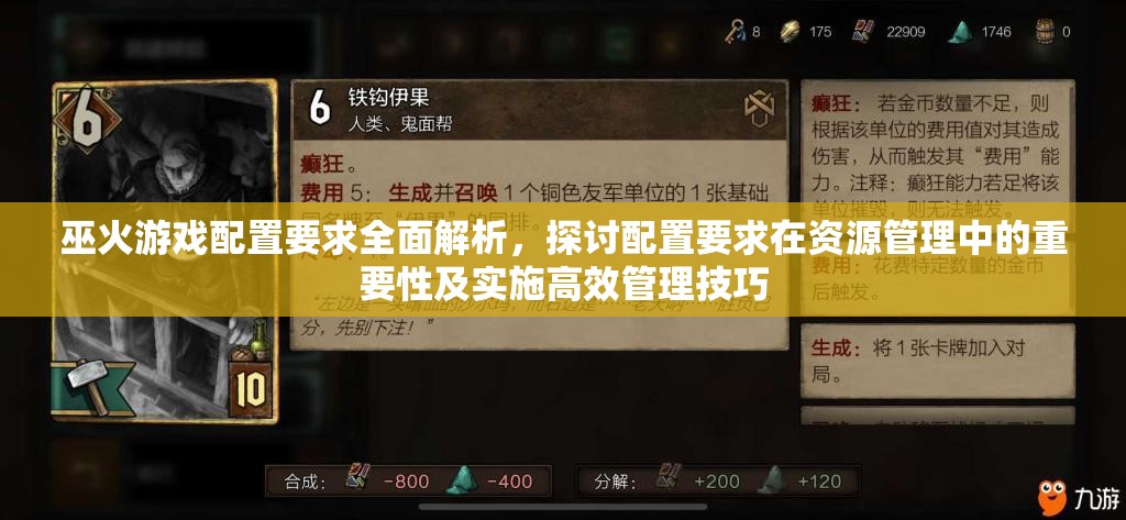 巫火游戏配置要求全面解析，探讨配置要求在资源管理中的重要性及实施高效管理技巧