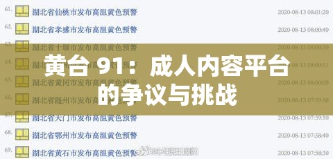 黄台 91：成人内容平台的争议与挑战